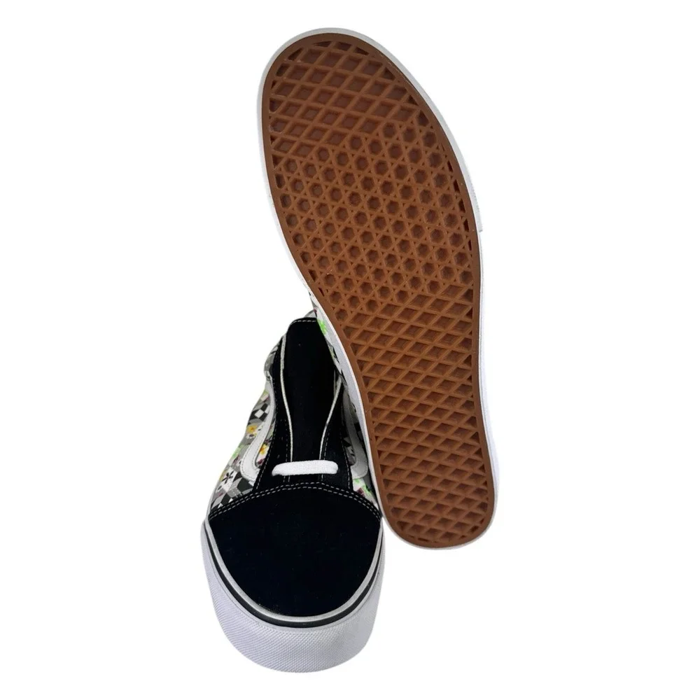 Vans Men's Old Skool Checker Cube‎ Black True White Canvas Suede shoes Size 13